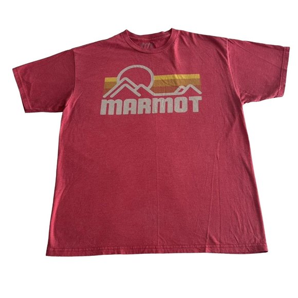 Marmot Other - Marmot T Shirt Red Mens Graphic Logo Nature Hiking Size Large Hiking Outdoors